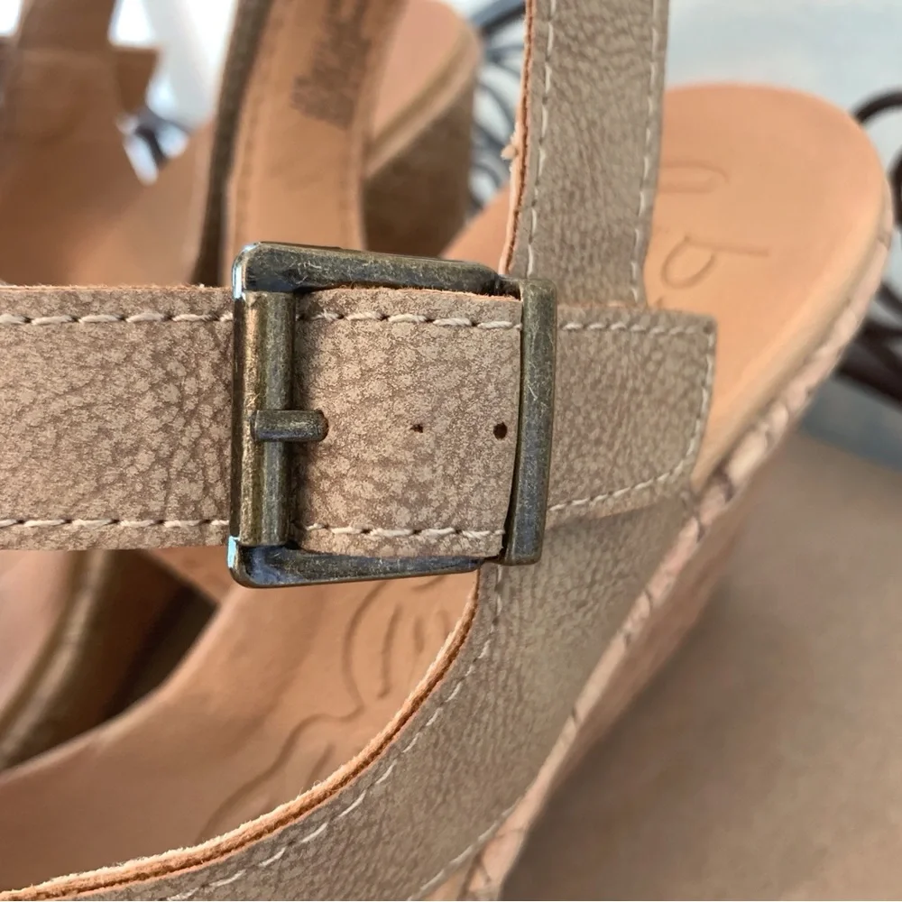 BOC Born Beige Cork Wedge Slingback Sandals Comfort Strappy Women’s Size 10